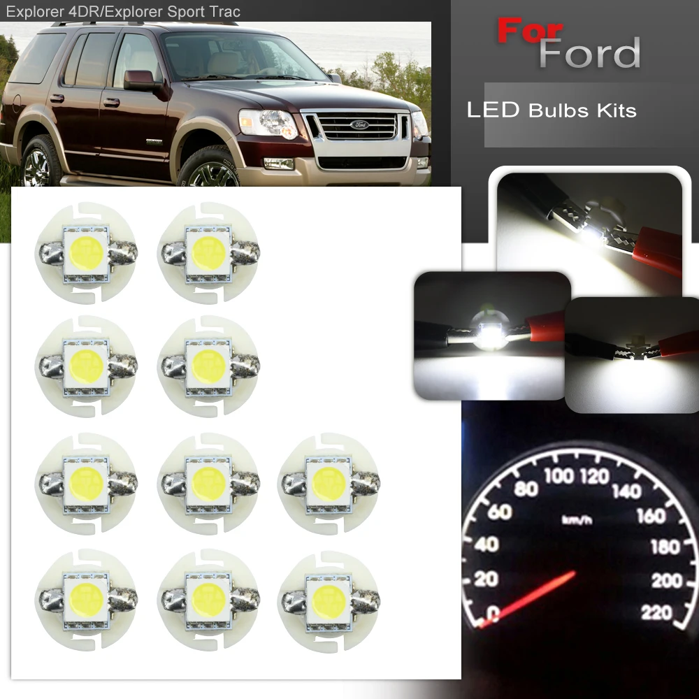 Carro LED Medidor Velocidade Dash Lâmpadas, Painel de instrumentos Cluster Luz, apto para Ford Explorer 4 portas, 2006, 2007, 2008, 2009, 2010