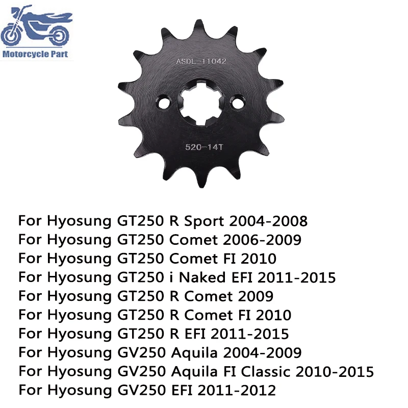 

520 Chain 14T Motorcycle Front Sprocket For Hyosung GT250 GT250i GT250R GT 250 R GV250 Sport Comet Aquila Naked EFI 2011-2015
