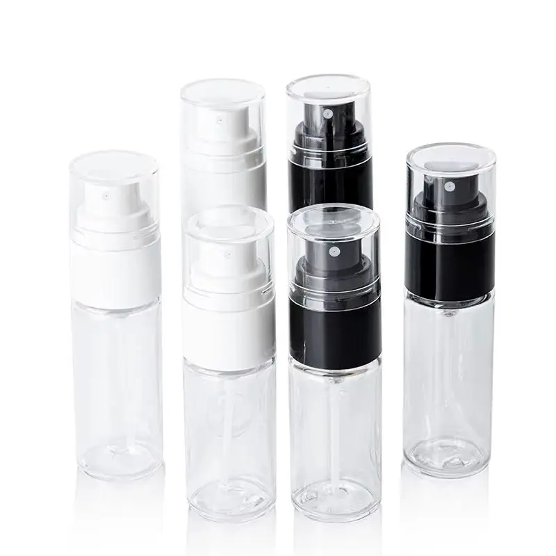 

25Pcs PET Clear Plastic Refillable Bottle 25ml 30ml 40ml Cosmetic Sample Black White Pump Empty Perfume Mist Spray Bottles