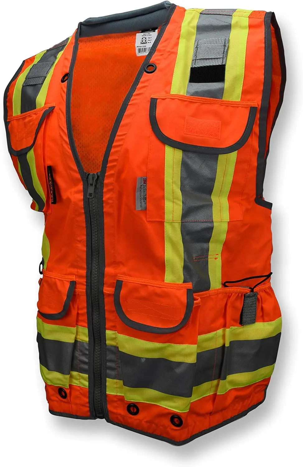 

Heavy-Duty Two-Tone Engineer Vest with Padded Neck and Cargo Pockets, Orange, X-Large
