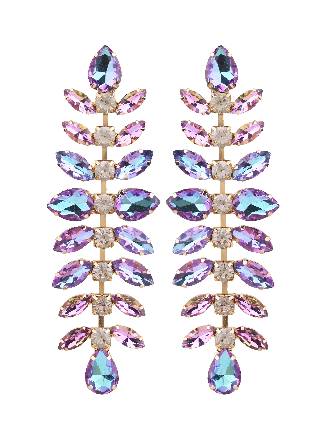 Super exaggerated fish bones Rhinestone Earrings For Women Mom Hyperbole Long Drop Dangle Rhinestone Earrings Women Jewelry Gift
