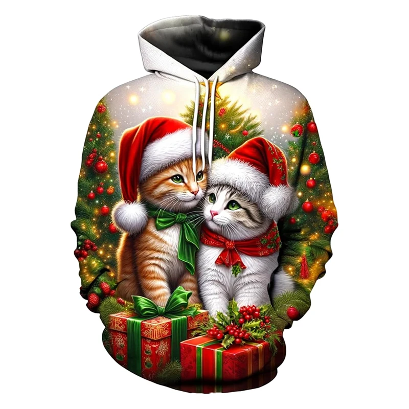 Santa Claus Sweatshirt Christmas Carnaval 3d Print Cat Hoodie Men Women Fashion Hoodies Women Sweats Coat Christmas Gift Hoodie