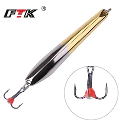 FTK Winter Ice Fishing Lure 1pcs 5g/10g/15g Aluminum Alloy Balancers Hard Fishing Lure Spoon Hard Bait Treble Hook