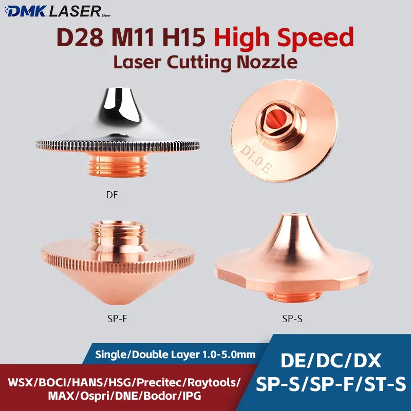 

Laser Cutting Nozzle SP-S DE SP-F DC ST-S DX D28 Series High Speed High Power Cut Copper Nozzles For HSG HANS Precitec BOCI WSX
