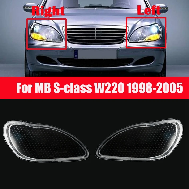 for Mercedes-Benz S-Class W220 1998-2005 Car Headlight Cover Clear Lens Headlamp Lampshade Shell (Right Side)