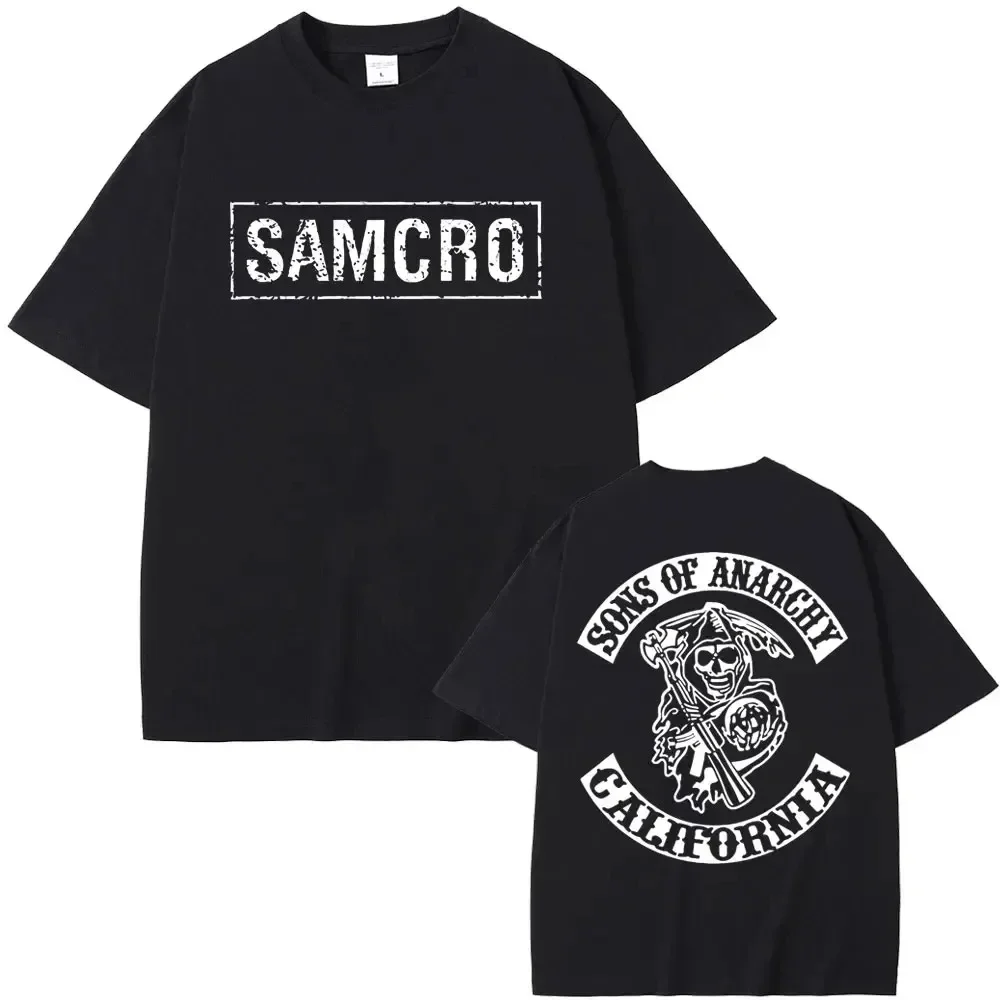 Camiseta Masculina e Feminina Sons of Anarchy SAMCRO, Marca de Luxo, Tamanho Grande, Casual, Manga Curta, Streetwear, Nova Chegada, Tamanhos S-5XL