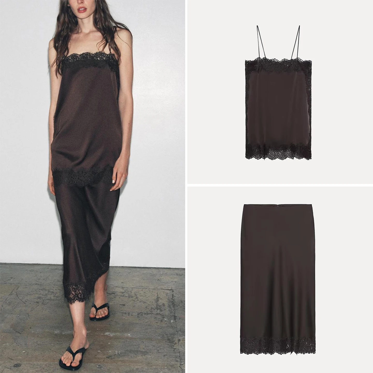 

Моющийся кружевной комплект из топа и юбки, женская одежда, европейский комплект, Four Seasons для взрослых, Zipdata, новинка осени 2025 года