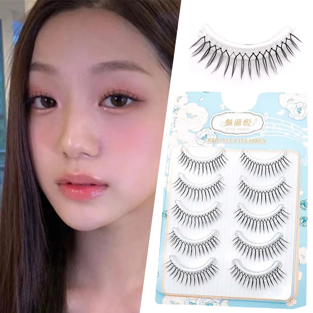 Hot Korean U-shaped False Eyelashes Transparent Stems Natural Wispy Soft V Shaped Lash Extension Eye Makeup Comic Eye Clear Band