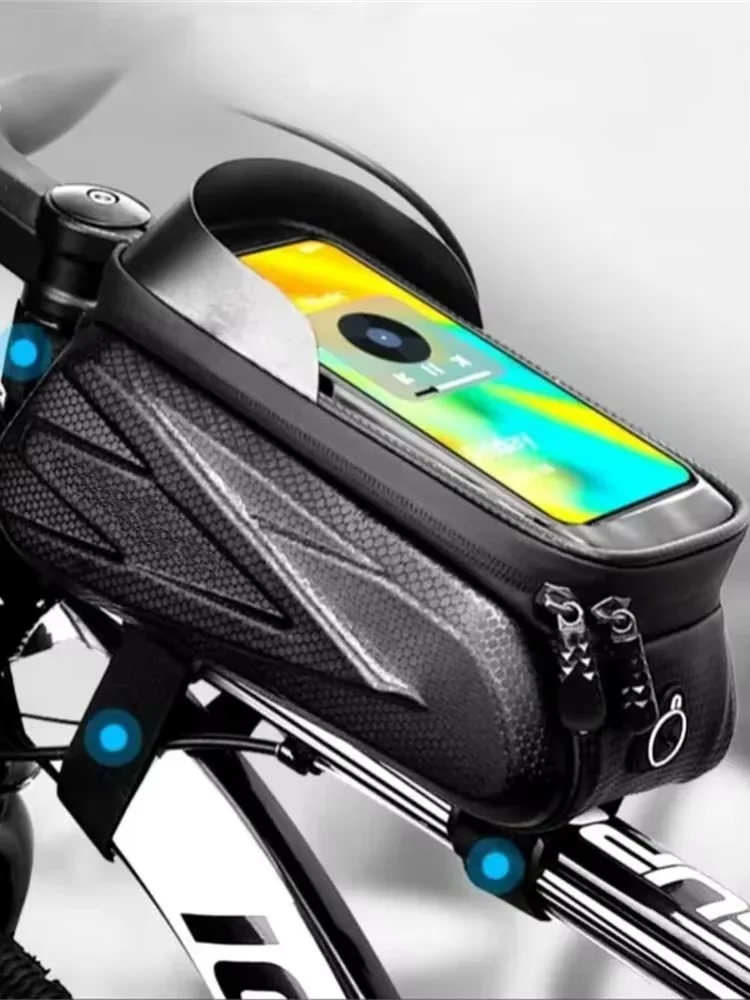 AliExpress NONE Bicycle Bag For Phone Cycling Top Front Tube Frame Bag Waterproof Case Storage Touch Screen MTB Tube Hard Shell Front Beam Bag