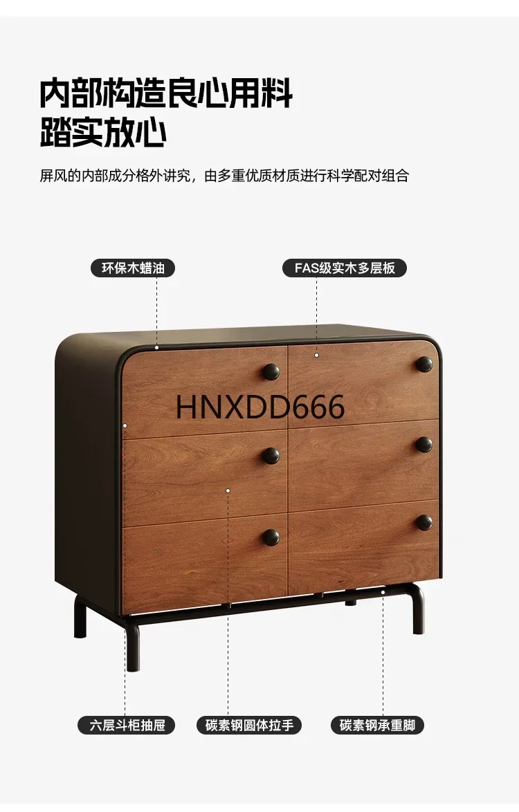 Furniture Mid-Ancient Solid Wood Sideboard Living Room Wall Three-Bucket Cabinet Storage Cabinet