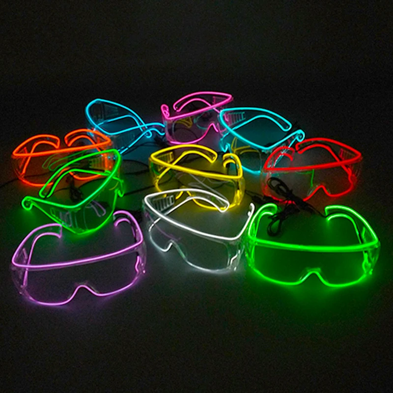 Personalized Cool Led Light Eyepieces Neon Music Masquerade Birthday Rave Accessories Robot Luminous Transparent Goggles Glasses