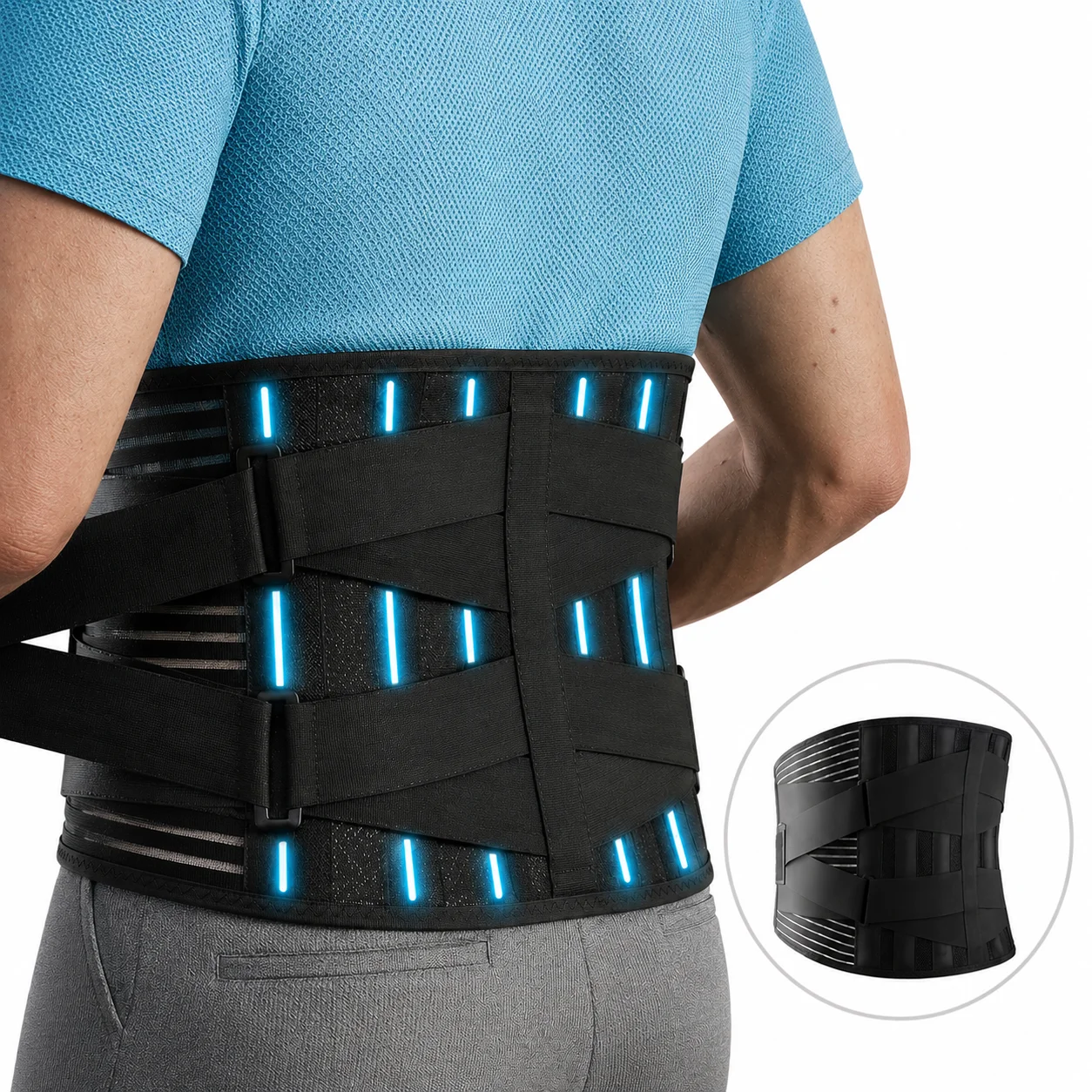 Adjustable Lumbar Support Belt Double Pull Back Brace Orthopedic Waist Corset Spine Decompression Pain Relief for Men Women Gym