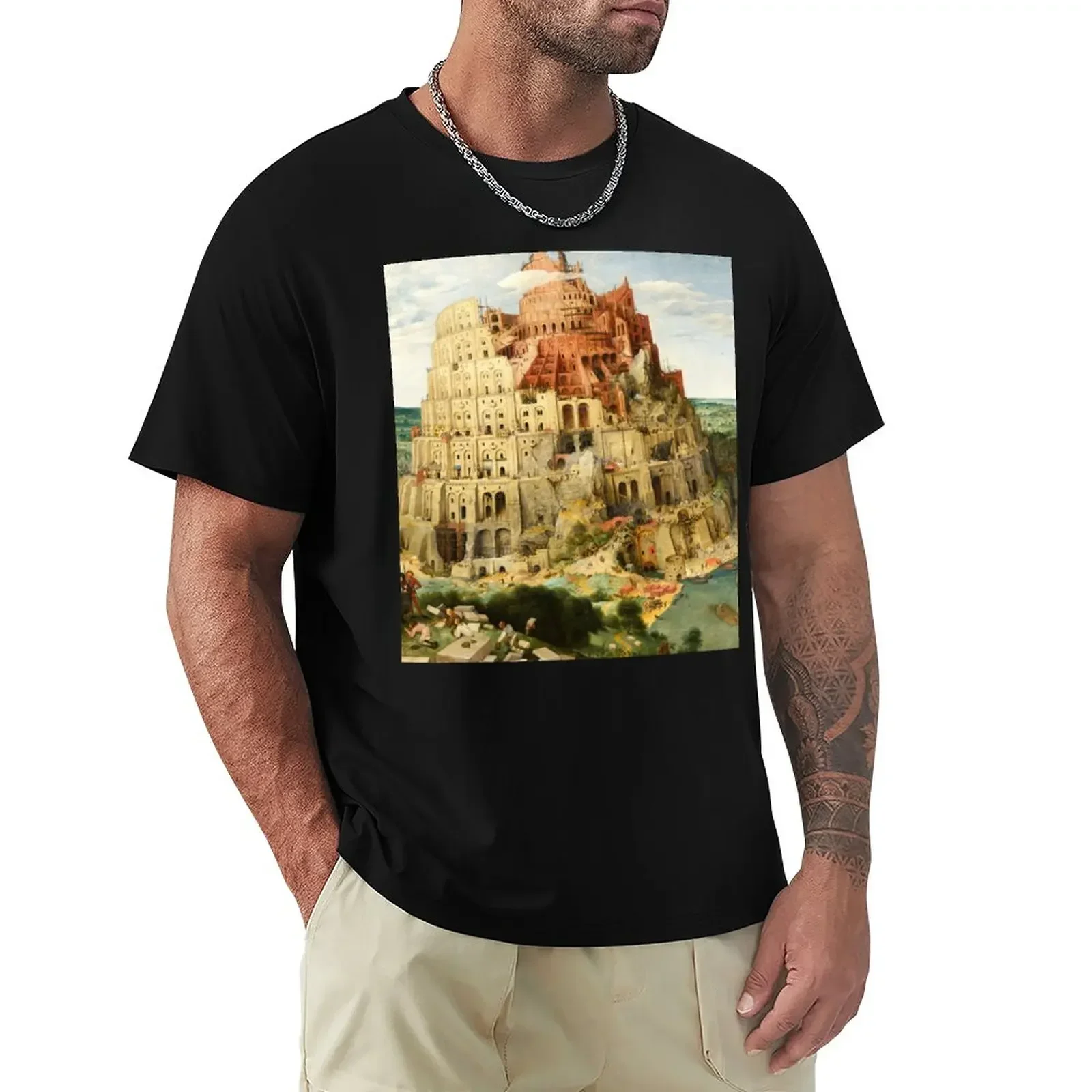 HD. The (Great) Tower of Babel, by Pieter Bruegel the Elder. HIGH DEFINITION T-Shirt plus size tops tops t shirts for men cotton