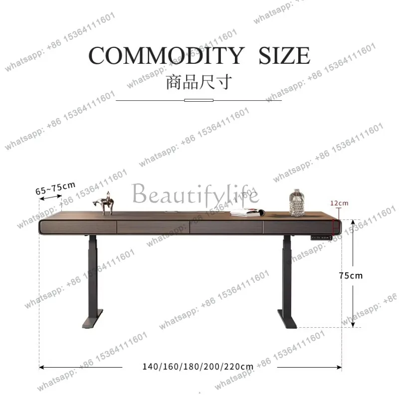 YJ Electric Height Adjustable Round Corner Desk Modern Solid Wood Home Office Computer Workstation