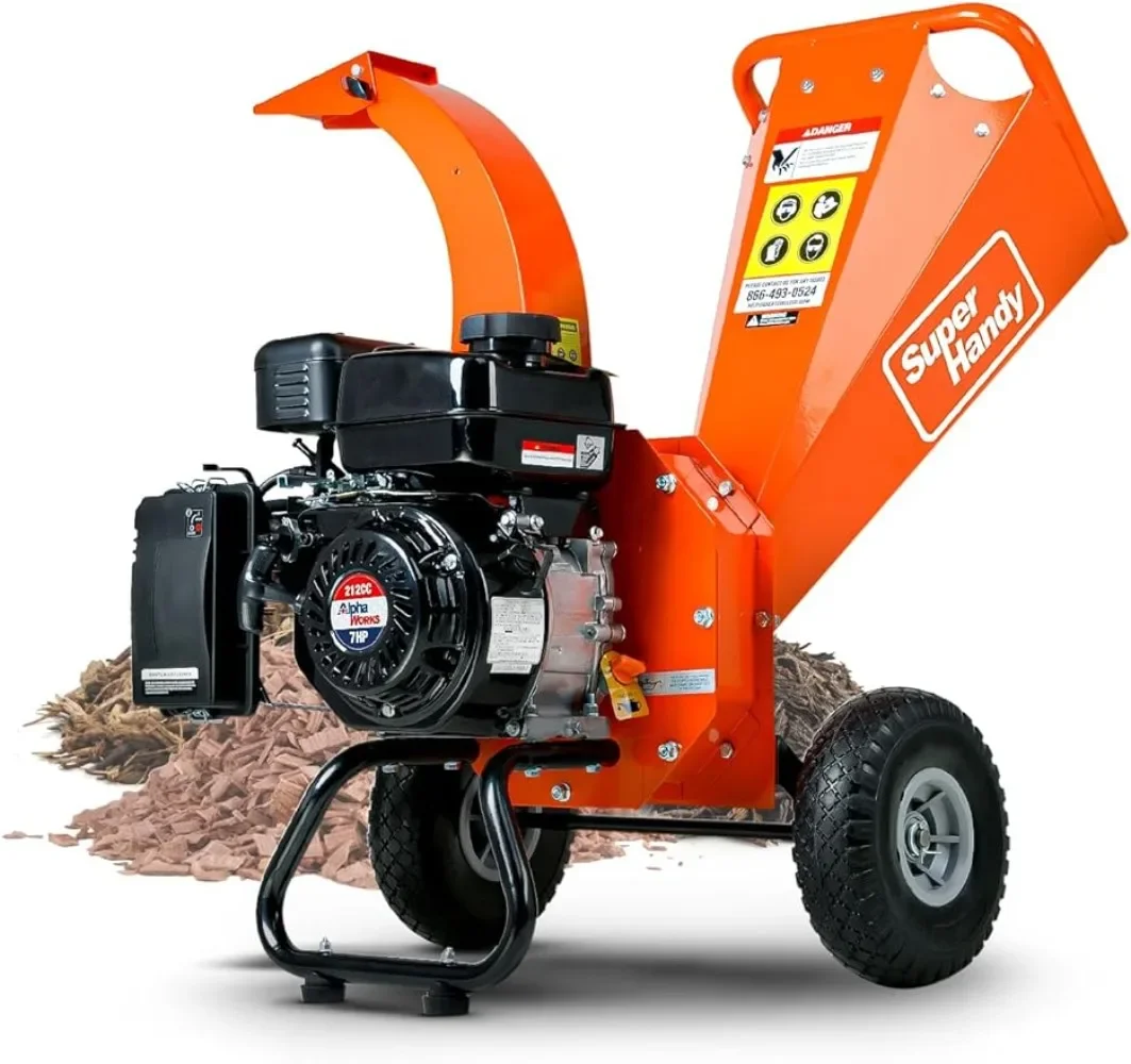 Mini Wood Chipper Shredder Mulcher Heavy Duty 7HP Compact Design 3" Inch Max Capacity