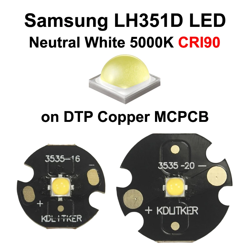 Samsung LH351D Neutral White 5000K CRI90 SMD 3535 LED Emitter Flashlight DIY Light High CRI