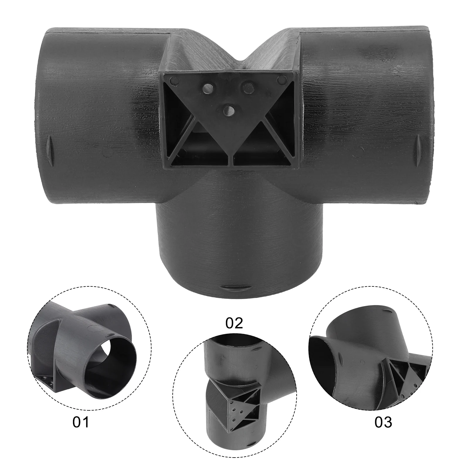 T Piece Outlet Connector Auto Parts Black Car Accessories Plastic 160mm 3\