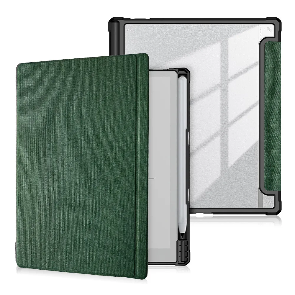 Case Compatible with BOOX Tablet Go 10.3 inch Tablet (2024 Released), Folio-Transparent Protective Cover with Pen Holder