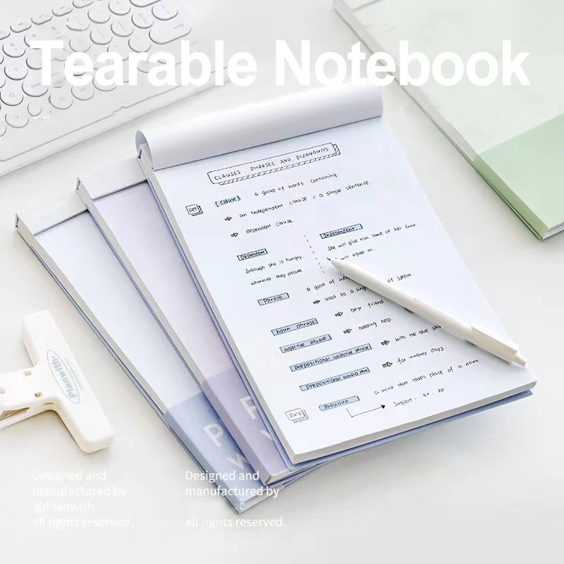 1PC Tearable Paper Notebook Student Notebook Memo Pad A5 Notebook Study Notes Draft Notebook