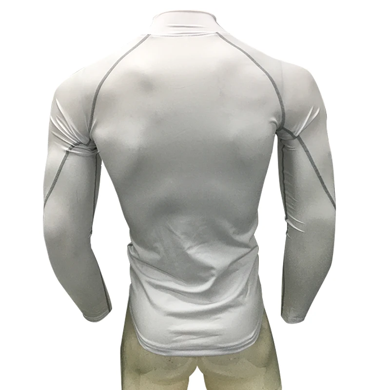 Men\'s Fashion Long Sleeve Turtleneck Pullover Undershirts T-Shirts Gym Fitness Tops Skinny Solid Tees Men Swim Surf Rashguard