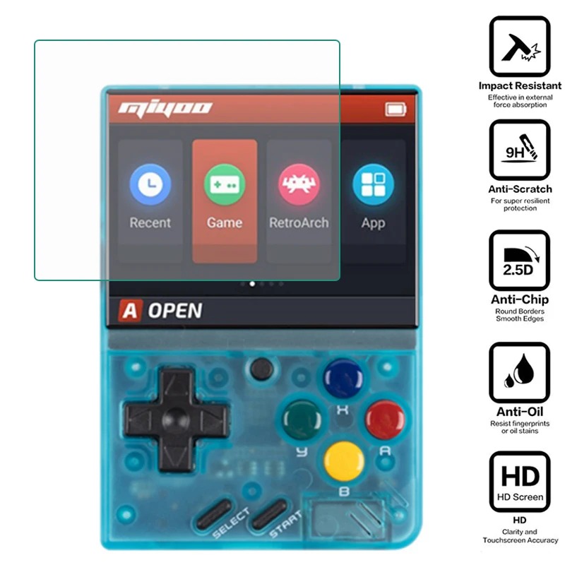 Miyoo mini v2用の硬質強化ガラス保護フィルム,ポータブルゲームコンソール用の保護アクセサリー