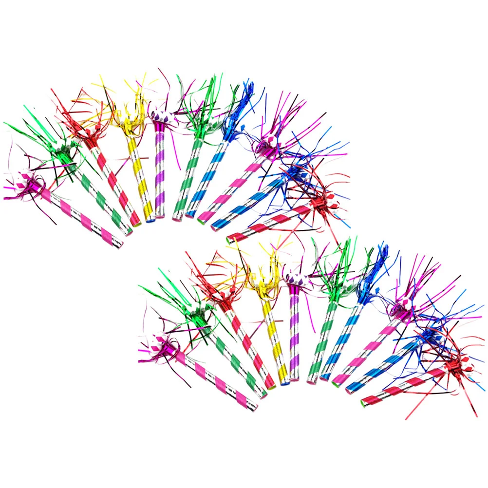20 Pcs Cheer Tassel Blowing Dragon Whistle Air Blower Birthday Blowouts Horns Party