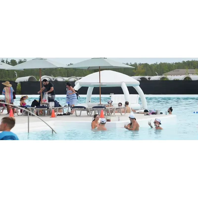 Drop Stitch Floating Inflatable Raft Pvc Water Dock Platform With Tent and Table
