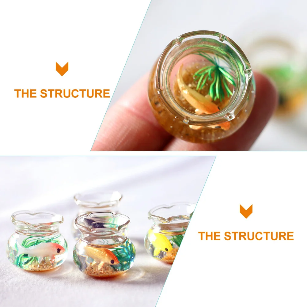 

3Pcs Mini Fish Bowl Simulation Goldfish Tank Miniature Scene Decor for Tiny House Desktop Craft Decorations Essential Supplies