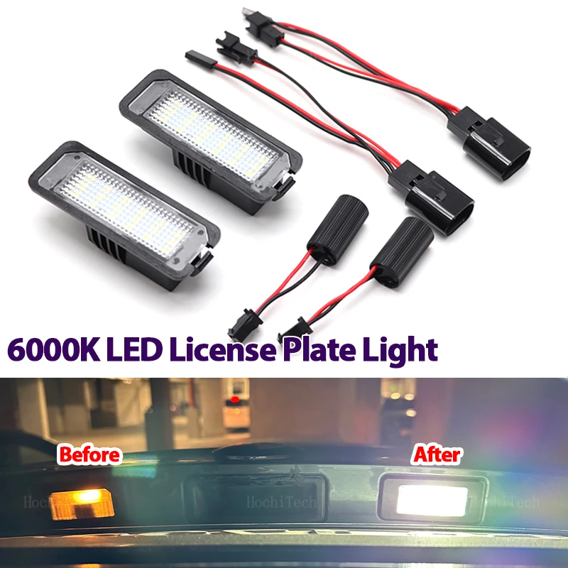 2x Car Rear LED SMD License Number Plate Light Lamp 6000K For VW Passat B6 CC Eos Golf 4 5 6 7 MK7 Polo Superb Seat Leon Altea