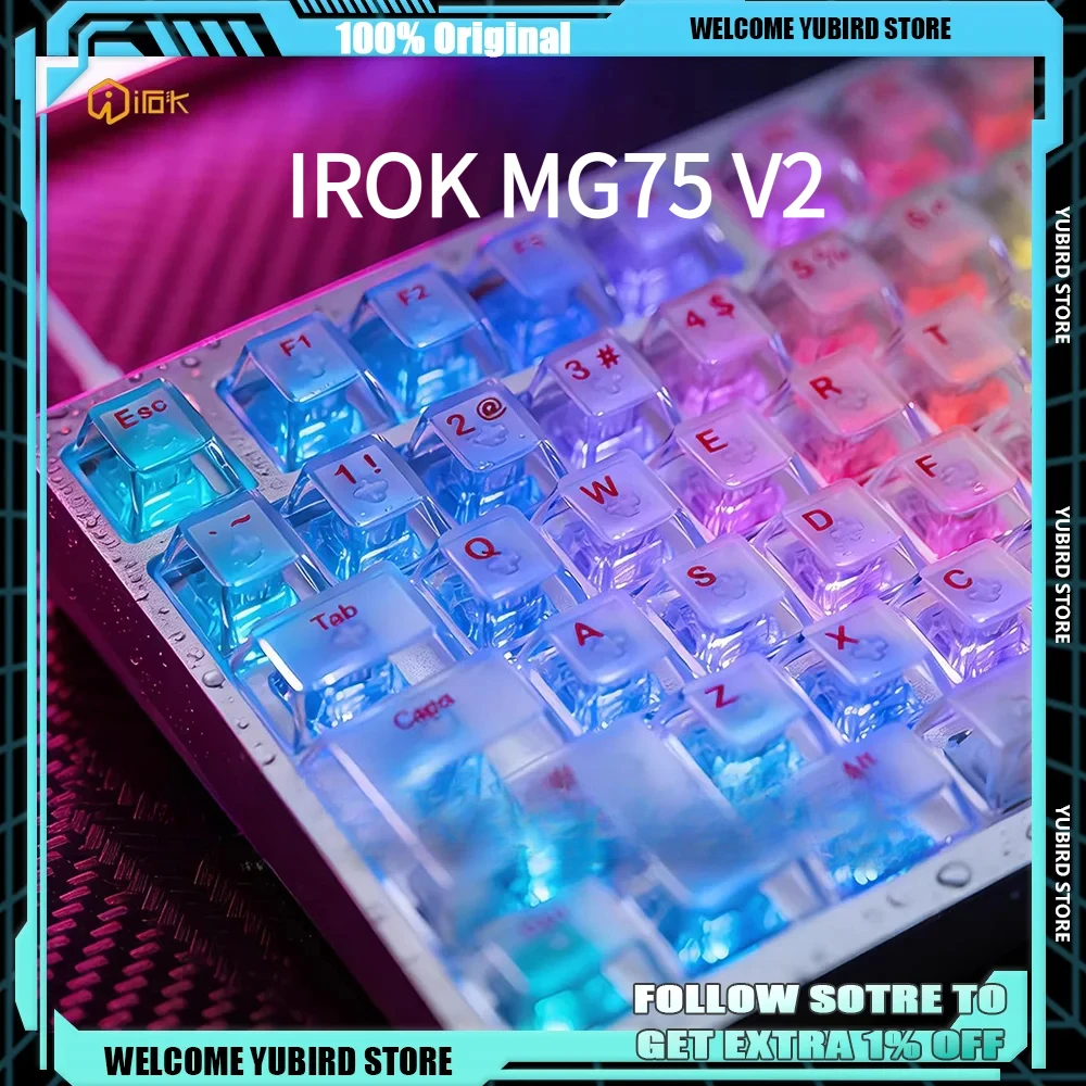 Teclado Mecánico con Cable IROK MG75 V2, Eje Magnético, Totalmente de Aluminio,…