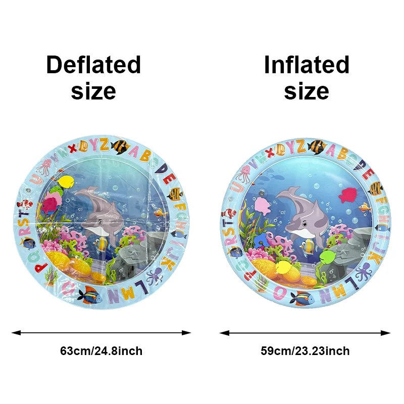 1pc Dolphin Inflatable PVC Baby Playing Water Mat 60cm/23.6inch Toddler Pad Kids Early Education Activity Toys Mat