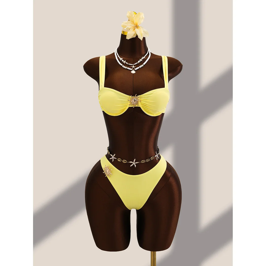 3-teiliges Set mit Rüschenrock, Bügel-Bikini, Damen-Badeanzug, Damen-Bademode, dreiteiliges Bikini-Set, Badebekleidung, Badeanzug, Schwimmbekleidung V7683H – Detail 14