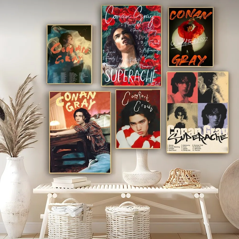 Pop Singer Conan Grays 2022 World Tour Poster Self-adhesive Art Poster Retro Kraft Paper Sticker DIY Room Bar Vintage Decorative