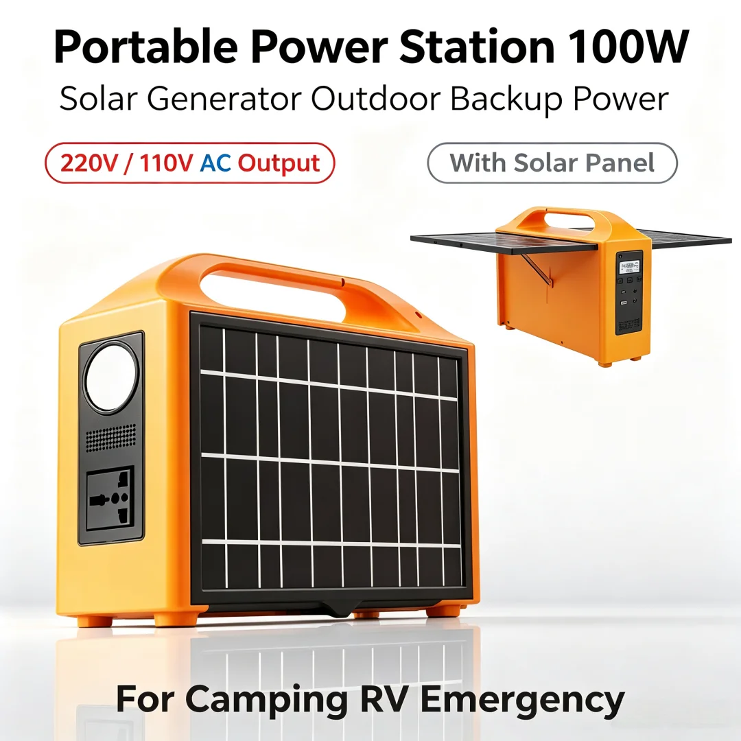 100W 220V/110V Tragbare Powerstation Solar-Generator Outdoor-Notstromversorgung LED mit Solarpanel für Camping