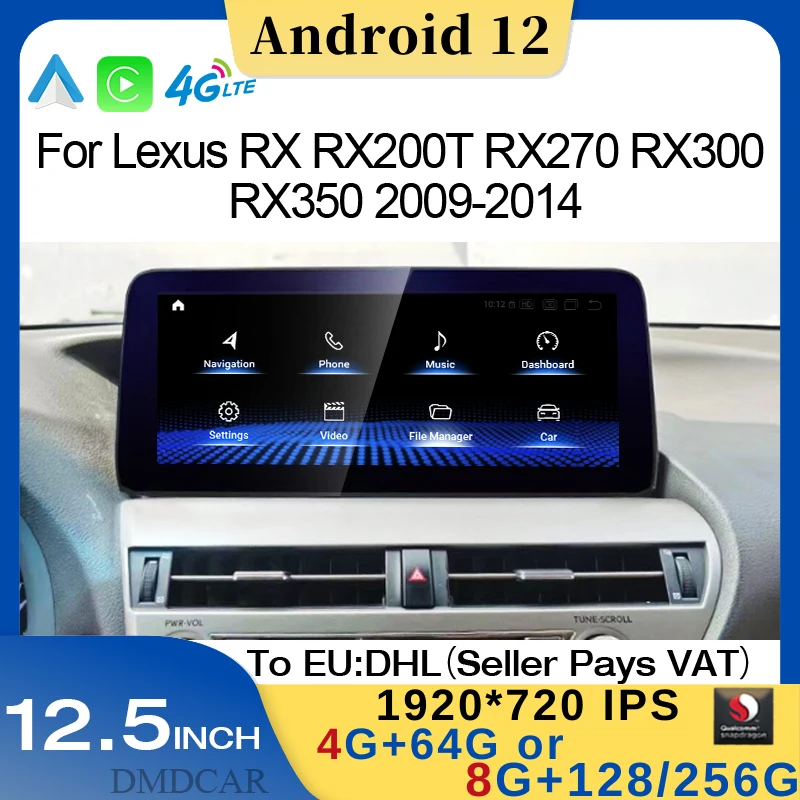 

Android 12 Qualcomm 128G Stereo CarPlay Auto Radio For Lexus RX RX200t Rx300 Rx350 Rx450h RX400h Car Multimedia Video Player GPS