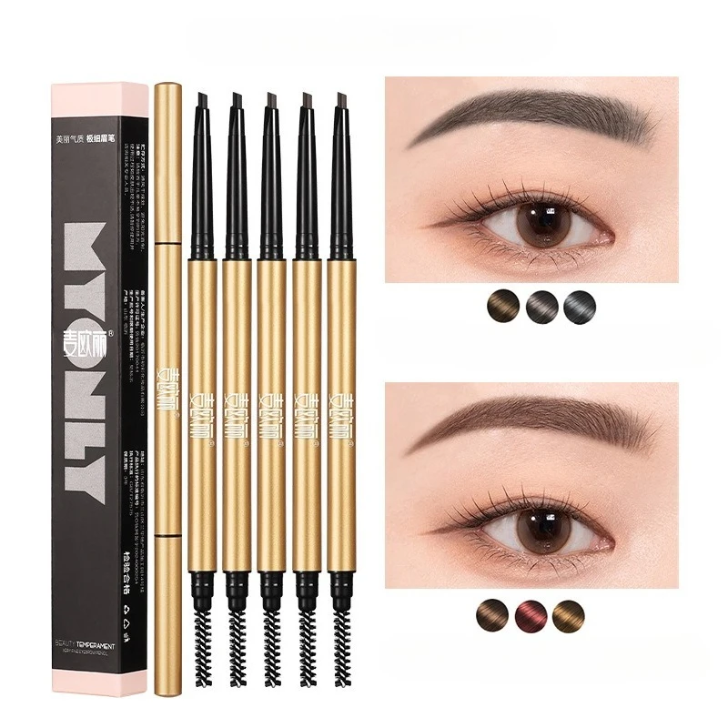 Gold Eyebrow Pencil Eyebrow Pencil for Beginner Extremely Fine Double-headed Eyebrow Pencils Durable and Long Lasting Waterproof