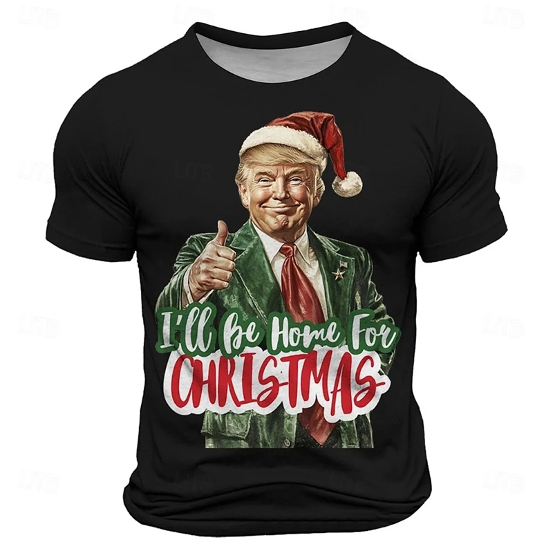 Fashion Christmas Trump T-shirt Men Casual Fashion Unique 3D Printed Pullover Top Personality Funny Pattern 2024 Trendy New Tee