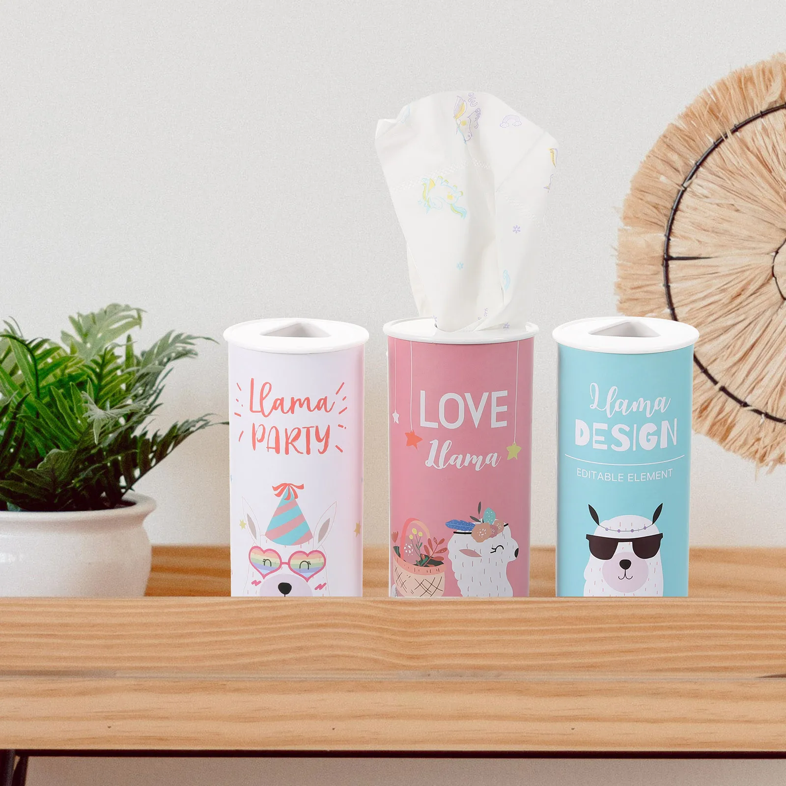 3Pcs Car Tissue Cylinder Stylish Accessory for Car Interior Durable Construction Round Tissue Boxes Round Tube Tissues
