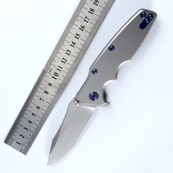 Ceramic Folding Knife with Titanium Handle, EDC Tool, 0392, Bearing, Camping, Outdoor