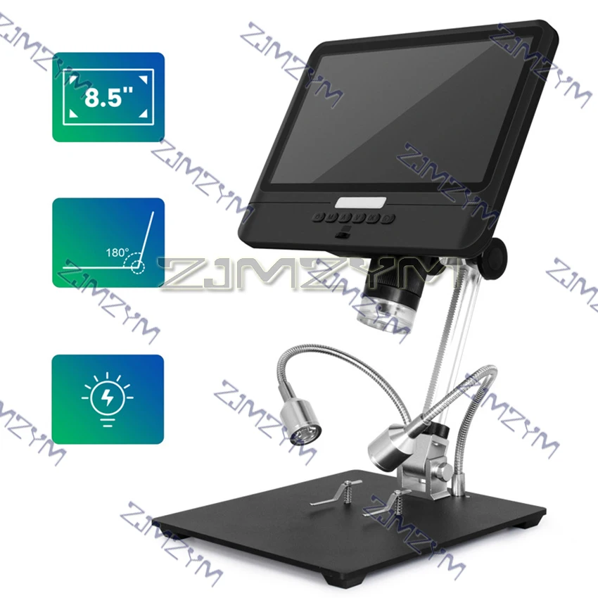 Microscopio Digital AD208 con Pantalla LCD Ajustable de 8.5 Pulgadas para Soldadura, Microscopio Digital Negro 1080P, Herramienta de Soldadura 260X