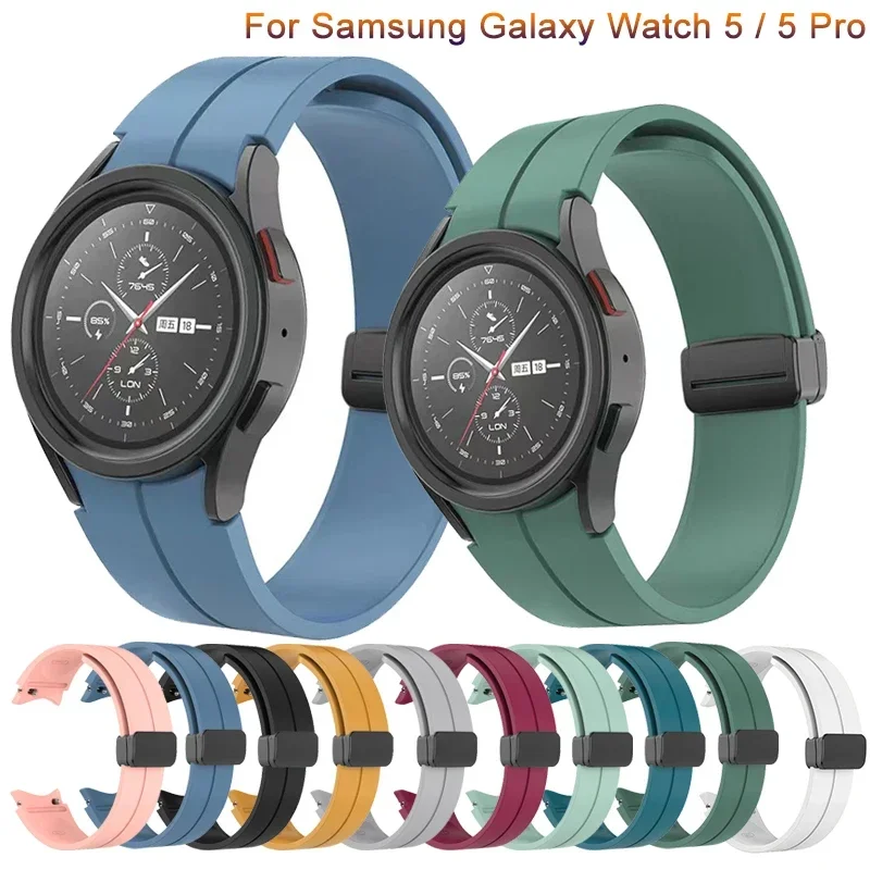 

Silicone Strap for Samsung Watch 5/4 44mm 40mm Watch5 Pro 45mm Magnetic Buckle Band for Galaxy Watch 4 Classic 42 46mm