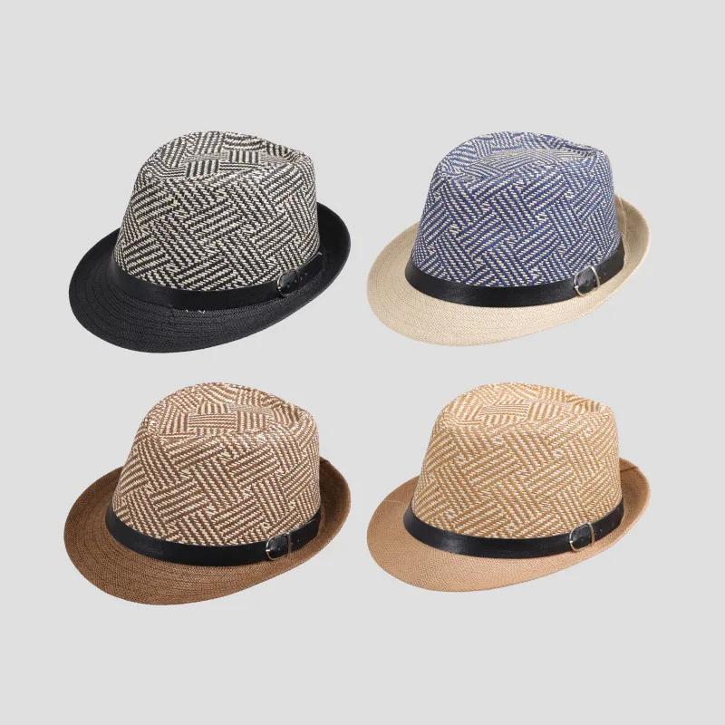 Korean Version Trendy Sun Hats British Hat Women's Men's Straw Hat Top Hats Jazz Hats Couple Beach Hat Fashionable and Versatile