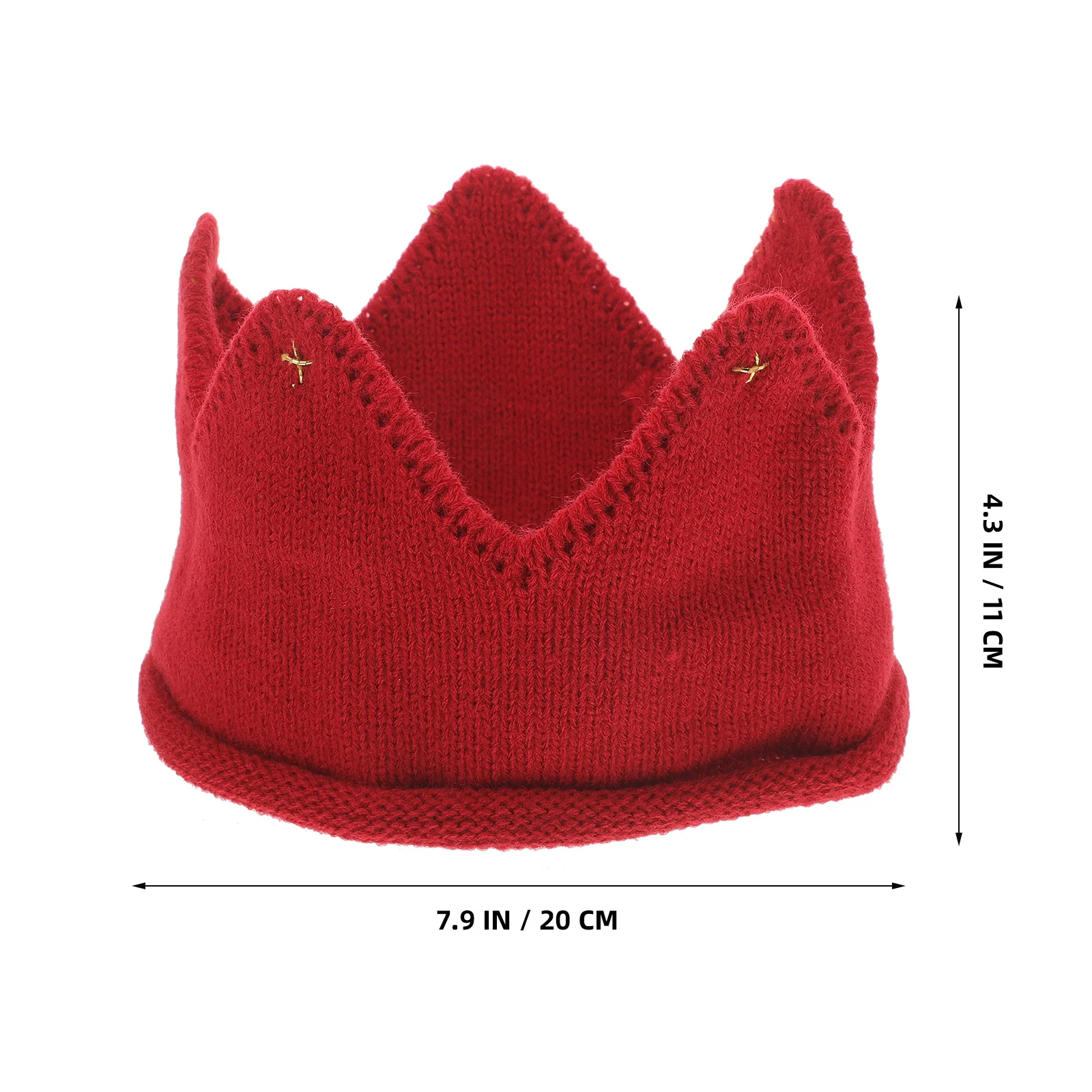 قبعة تاج محبوكة للشتاء الدافئ للأطفال باللون الأحمر، عصابة رأس سميكة وقابلة للتمدد لحفلات الصور والمناسبات الخاصة