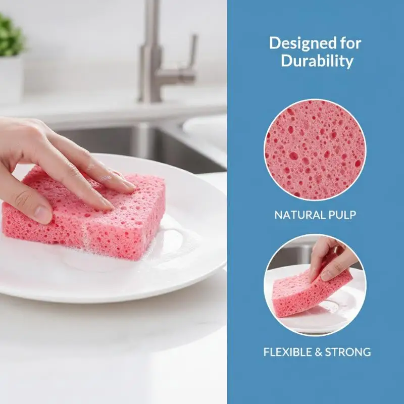 Thickened Wood Pulp Cotton Dishwashing Sponge Cloth Scouring Pad Absorbent Sponge Dishwashing Wipe