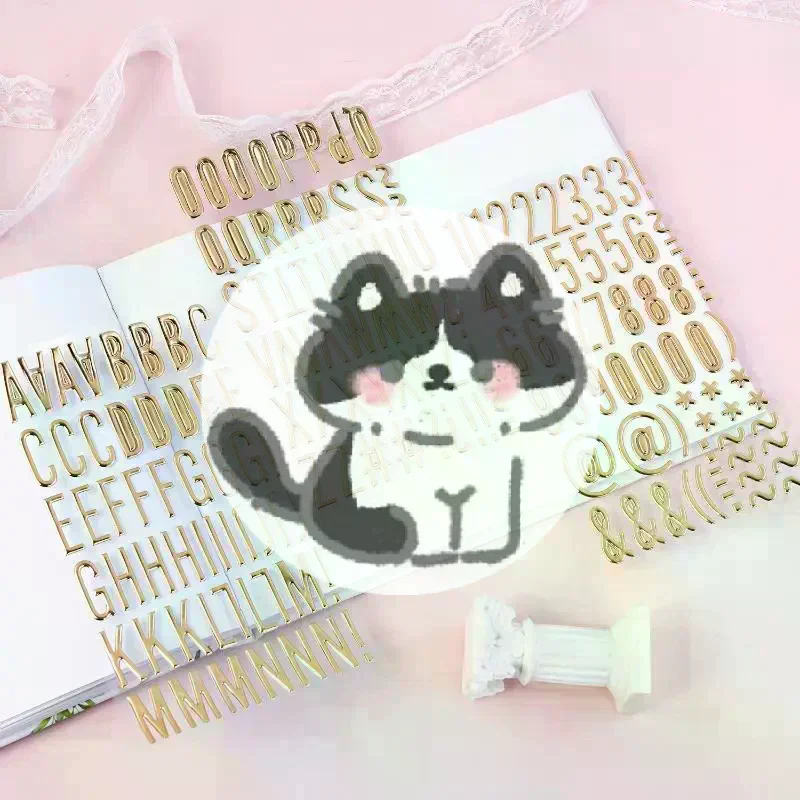 1/3 Sheets 3D Gold Letter Number Stickers Letters Stickers Self Adhesive Stickers For DIY Crafts Scrapbooking Decorative Decal