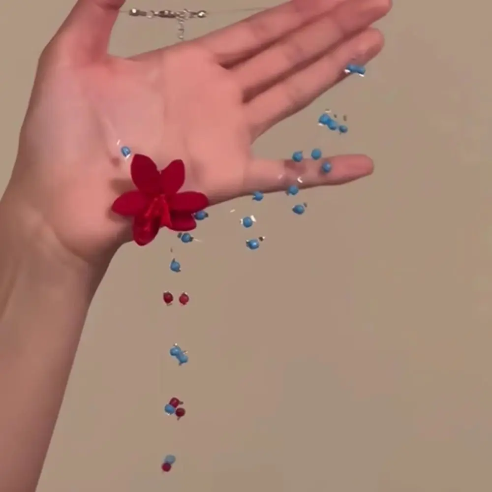 أنيقة المتناقضة اللون مطرز زهرة قلادة الراقية الحلو الترقوة سلسلة متعددة الطبقات المألوف المرأة قلادة هدية