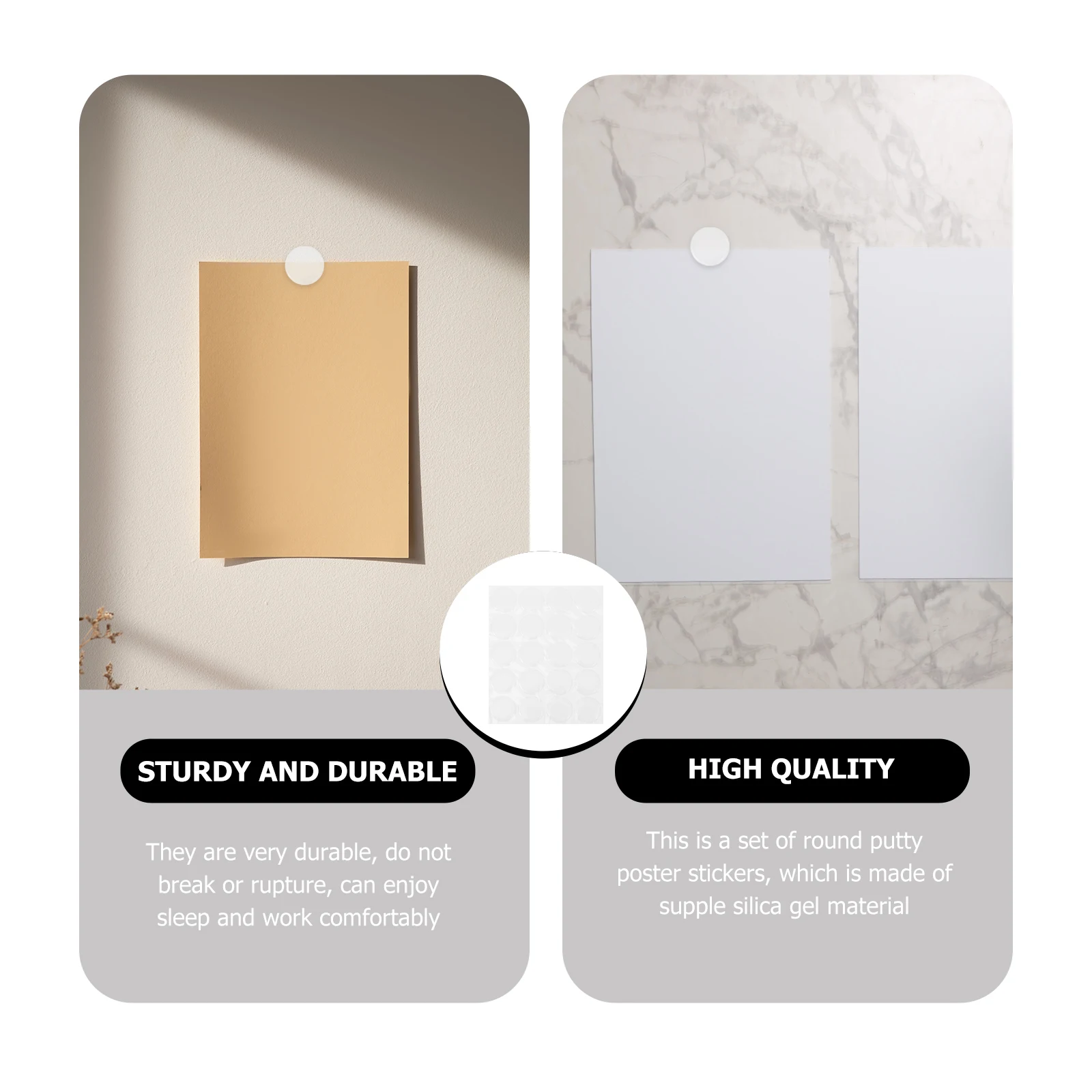 30Pcs Transparent Putty Stickers Round Gel Poster Mounts for Walls Noise Reducing Wall Protector Soft Strong No Residue Silica