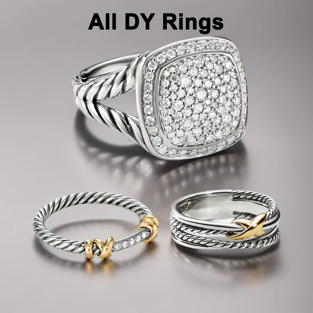 S925 Silver All DY Stone All Complete Ring for Women 2024 All DY Stone All Complete Ring for Women