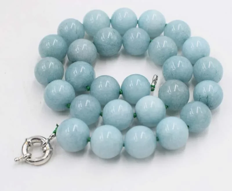 Wauw! blauwe jade unieke ketting steen rond 12 mm 14 mm 18 inch natuur groothandel kraal korting cadeau