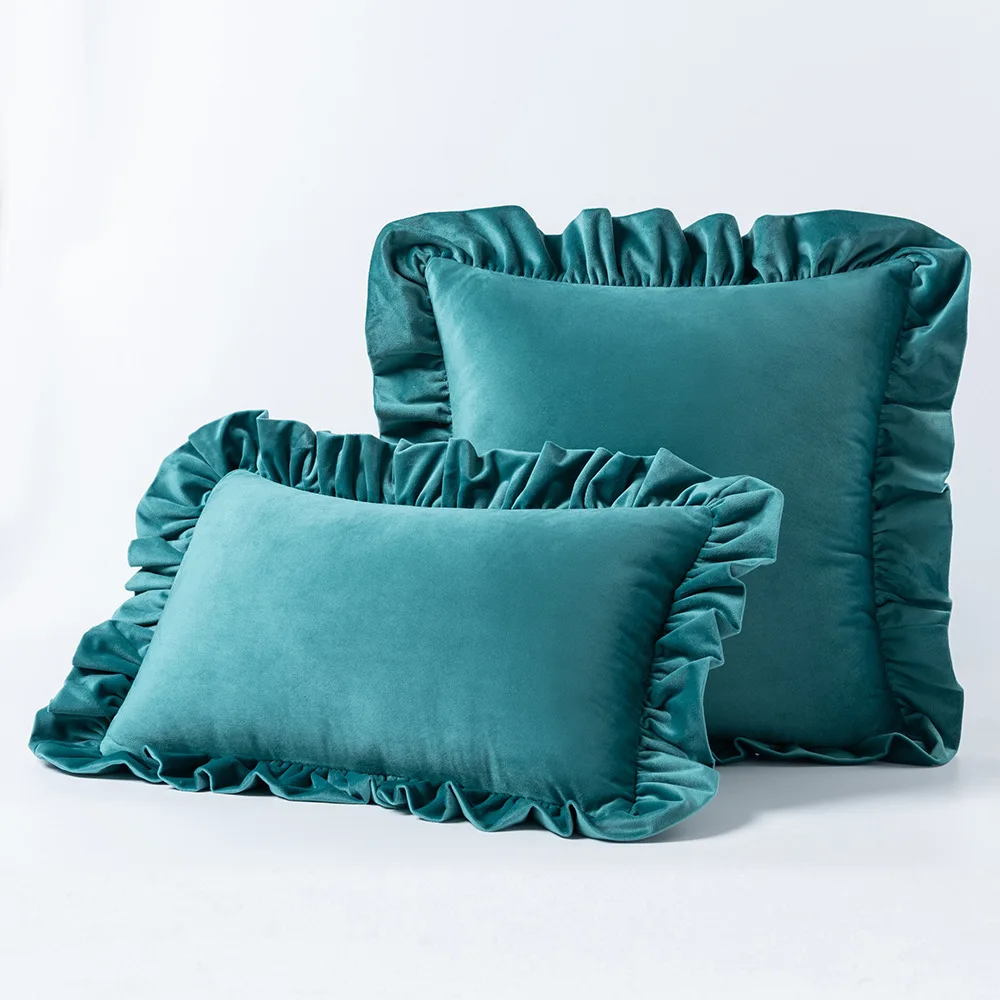 Minimalist Ruffle Velvet Throw Pillow Cover 45x45 cm New Solid Color Cushion Covers for Home Sofa Decor 30x50/50x50cm Pillowcase